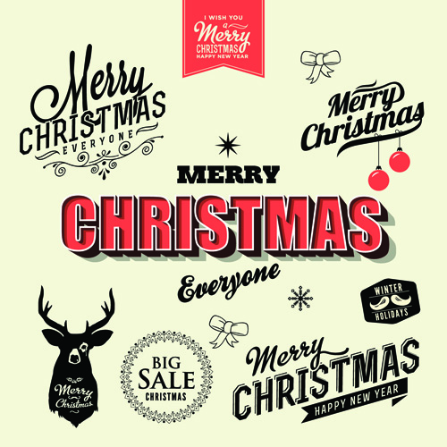 Set of Retro Christmas and new year Backgrounds vector 04