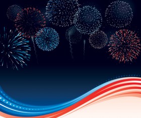 Set of holiday Fireworks design vector material 36