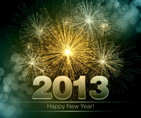 Set of holiday Fireworks design vector material 37