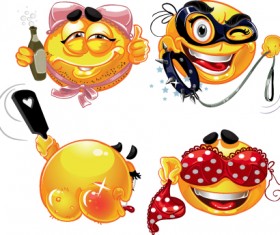 Different Adult Smileys icon vector 01