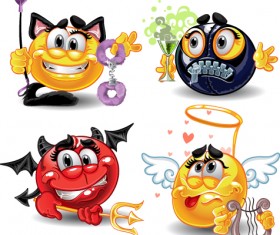 Different Adult Smileys icon vector 04