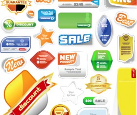 Different Advertisement sticker design vector set 01
