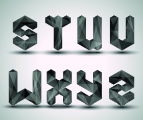 Alphabet letter Black Geometry vector set 01