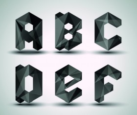 Alphabet letter Black Geometry vector set 02