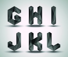 Alphabet letter Black Geometry vector set 03