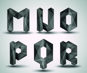 Alphabet letter Black Geometry vector set 04