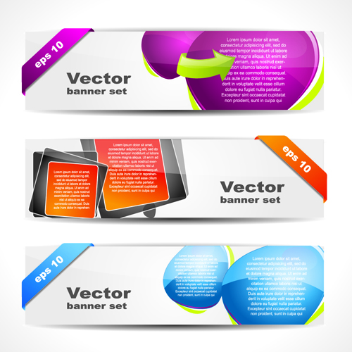 Vector set of Banner with colored shapes graphics 01