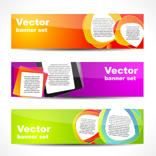 Vector set of Banner with colored shapes graphics 02