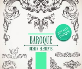 Elements of Baroque Style Frames and Borders vector 01