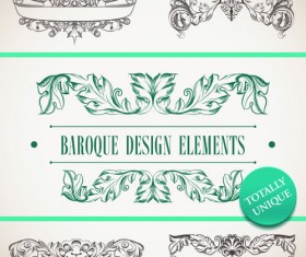 Elements of Baroque Style Frames and Borders vector 02