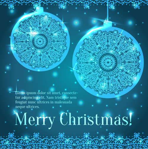 Shiny Blue Merry Christmas cards design vector 02