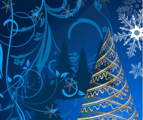 Set of Blue charm Christmas cards vector 01