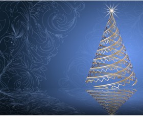 Set of Blue charm Christmas cards vector 03