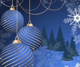 Set of Blue charm Christmas cards vector 04