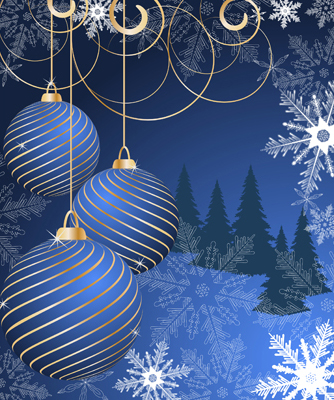 Set of Blue charm Christmas cards vector 04