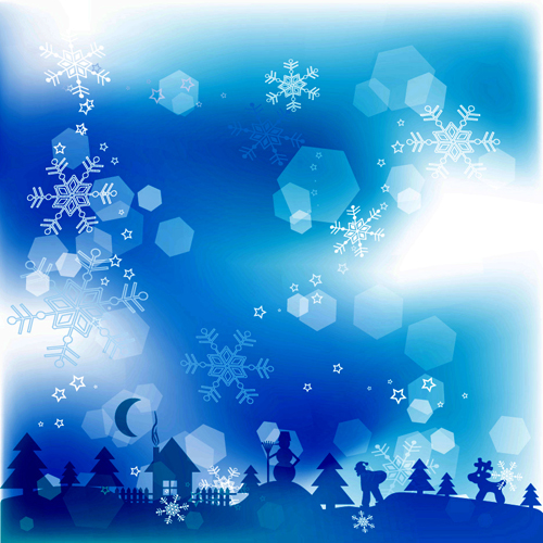 Blue style Snow backgrounds design vector material 02