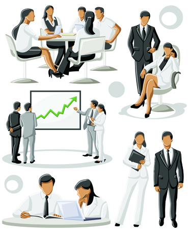 Different Businesspeople design vector material 01