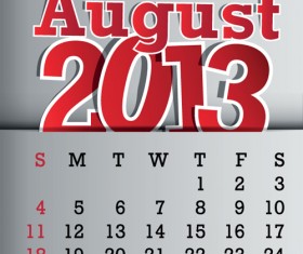 Calendar August 2013 design vector graphic 08
