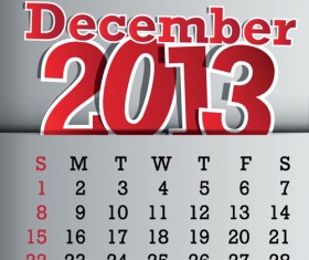 Calendar December 2013 design vector graphic 12