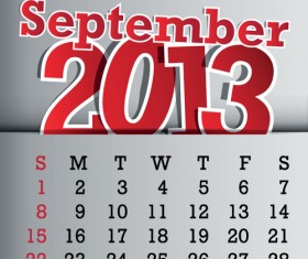Calendar September 2013 design vector graphic 09
