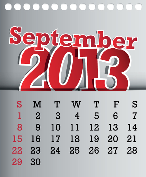 Calendar September 2013 design vector graphic 09