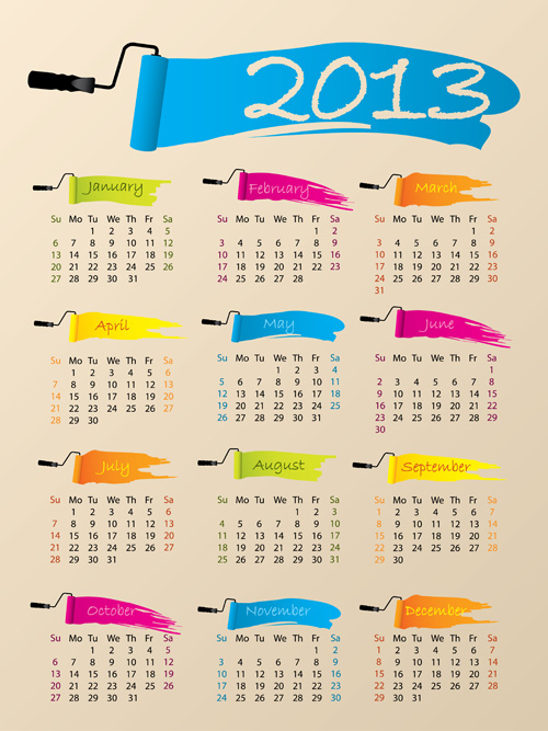 Elements of Calendar grid 2013 design vector set 11