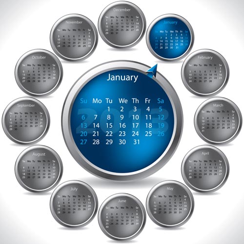 Elements of Calendar grid 2013 design vector set 12
