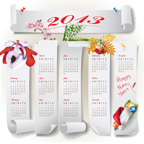 Elements of Calendar grid 2013 design vector set 13