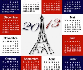 Elements of Calendar grid 2013 design vector set 15