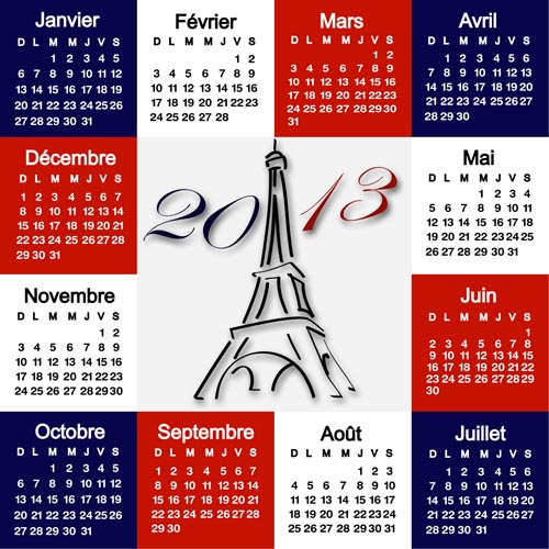 Elements of Calendar grid 2013 design vector set 15