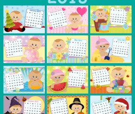 Elements of Calendar grid 2013 design vector set 03