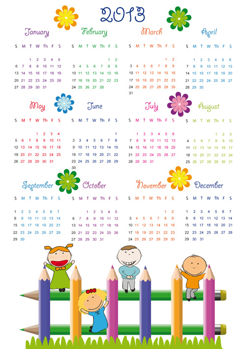 Elements of Calendar grid 2013 design vector set 05