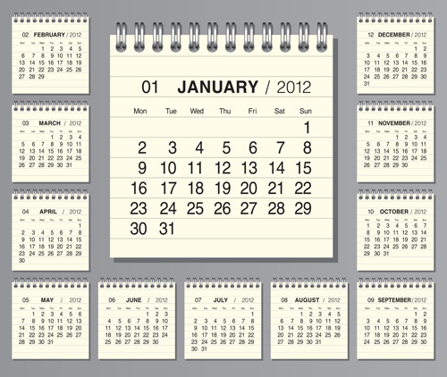 Elements of Calendar grid 2013 design vector set 07