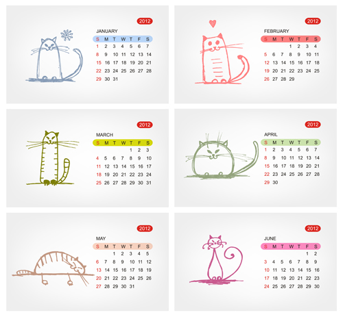 Elements of Calendar grid 2013 design vector set 09