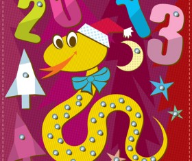 Cartoon Christmas and 2013 New Year Clipart vector 04