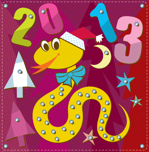Cartoon Christmas and 2013 New Year Clipart vector 04