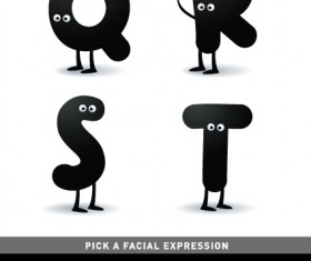 Funny Cartoon alphabet design vector material 02