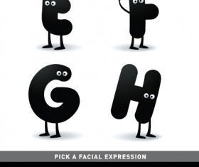 Funny Cartoon alphabet design vector material 03