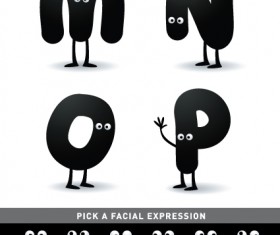 Funny Cartoon alphabet design vector material 04