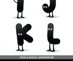 Funny Cartoon alphabet design vector material 05