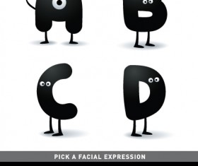 Funny Cartoon alphabet design vector material 06