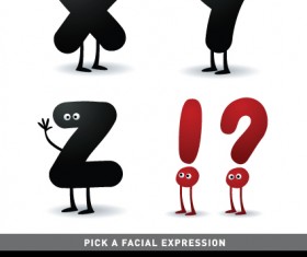 Funny Cartoon alphabet design vector material 07