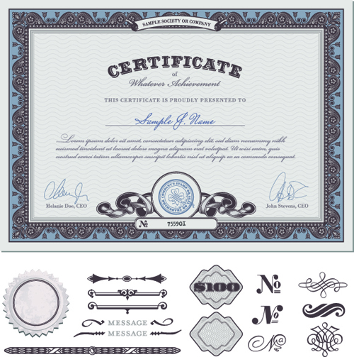 Vector set of Certificate cover Design elements 01