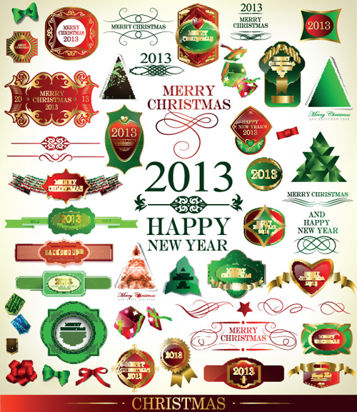Set of Christmas Accessories vector Illustration 01