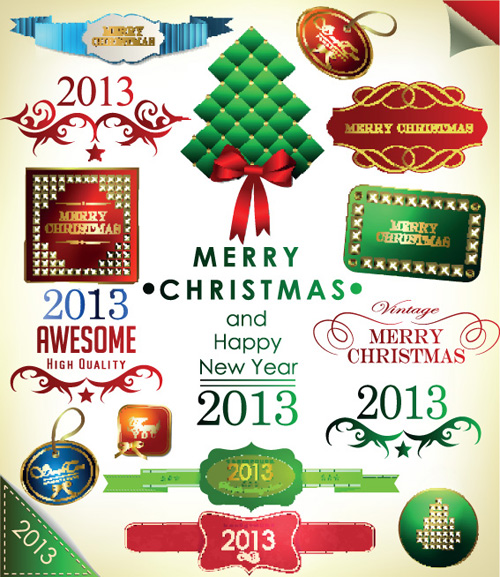 Set of Christmas Accessories vector Illustration 04
