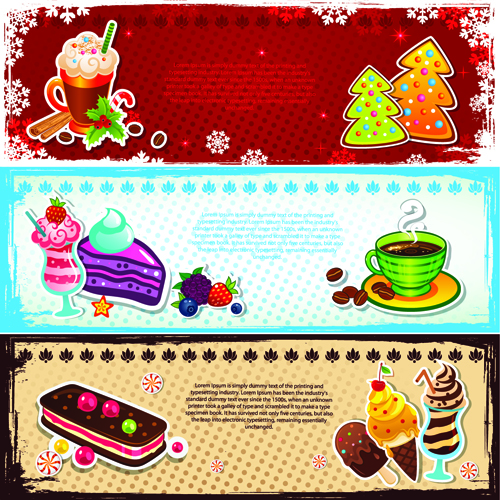 Elements of Cute Christmas Banners design vector 01