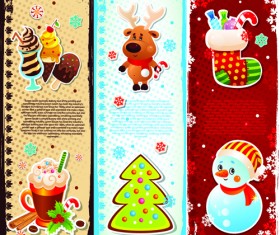 Elements of Cute Christmas Banners design vector 02