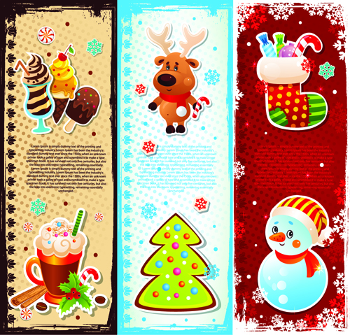 Elements of Cute Christmas Banners design vector 02