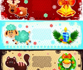 Elements of Cute Christmas Banners design vector 03