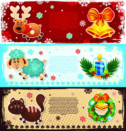 Elements of Cute Christmas Banners design vector 03